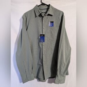 NWT Apt 9 Grey/Green Slim Fit Flex Performance Untuck Fit Button Down Shirt Sz L